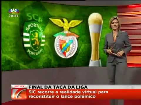 Penálti inventado por LB na Final da Taça da Liga 2009 a favor do Benfica - VERGONHOSO.