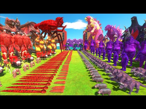 Red War - Team Purple Godzilla 2014 x Gigan x Gojira VS Team Red Titanus x Destoroyah, Fire Godzilla