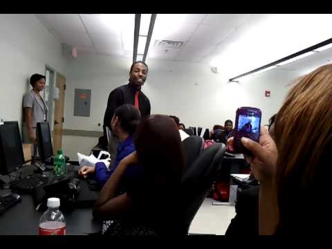 Felander singing to Tamika.