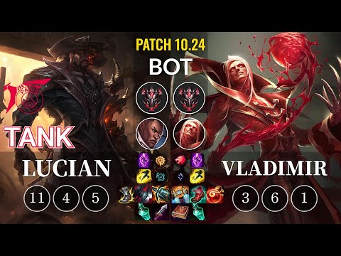 TLN Tank Lucian vs Vladimir Bot - KR Patch 10.24