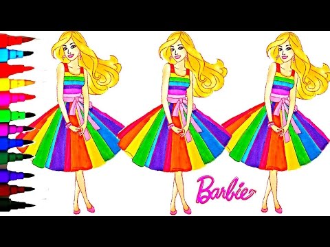 BARBIE Coloring Book Videos Kids Fun Activities Learning Rainbow Arts Videos Kids Balloons and Toys Video