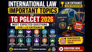 International Law Important Topics for TG PGLCET 2026 | Most Expected Questions for LLM Entrance