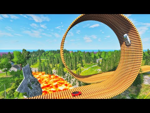 Cars vs Impossible Loop Bridge but The Floor is Lava - BeamNG.Drive | Loop Bridge | BeamNG Creation
