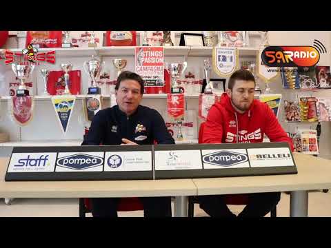 Pre-partita Pompea Mantova - Poderosa Montegranaro con coach Finelli e Clarke