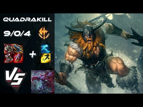 TOP Olaf vs Cho'Gath [QUADRAKILL] - NA Challenger Patch 14.15