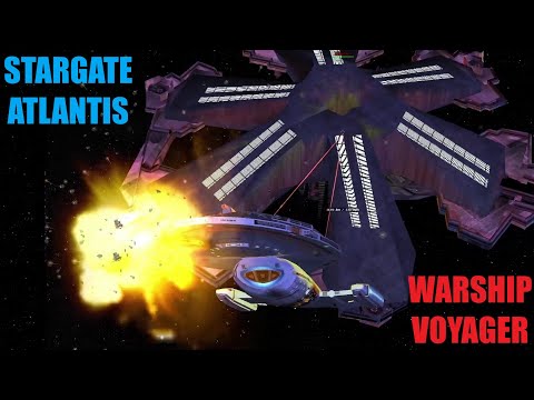 EVIL Warship Voyager Goes After ATLANTS! - Star Trek Ship Battles - Stargate