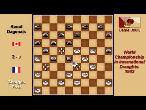 Georges Post (FRA) - Raoul Dagenais (CAN). Draughts World Championship. 1952.