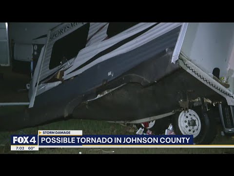 1 hurt after suspected tornado flips RV in Johnson County
