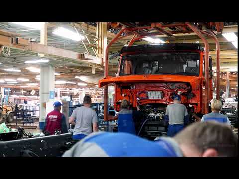 Russia - Moscow 5 March 2020: Automobile assembly line production at the Kamaz truck factory. Scene