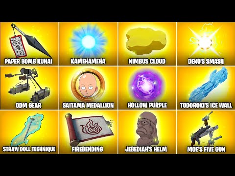 Evolution of All ANIME/CARTOON Mythic Weapons & Items in Fortnite (Chapter 1 - Chapter 7)