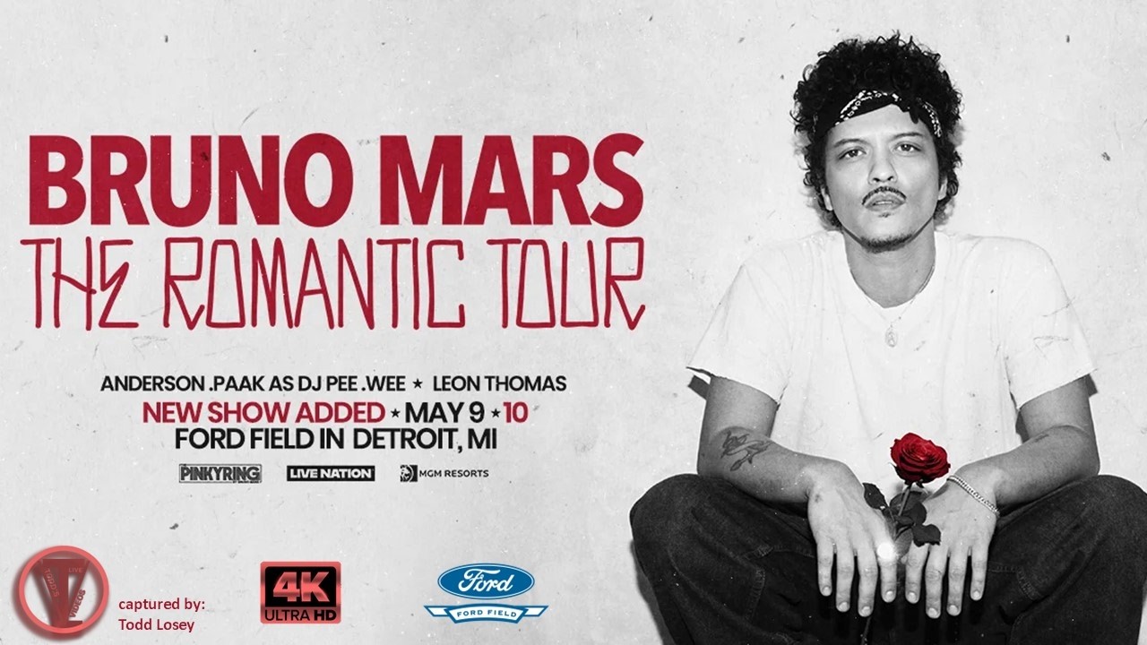 Bruno Mars - Detroit, MI - (4K60fps) - Ford Field - *ENHANCED AUDIO* (Night 2)