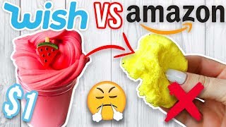 $1 WISH SLIME VS $1 AMAZON SLIME! Which is Worth it!?