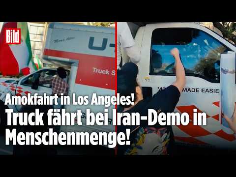 AMOKFAHRT IN L.A.: Iran-Proteste – Truck fährt in Menschenmenge! Demonstranten attackieren Fahrer!