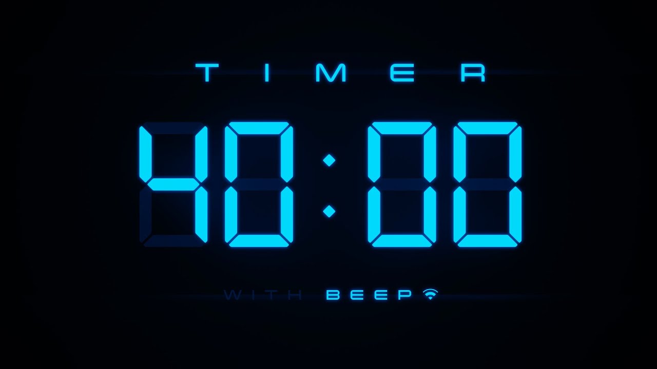 40 Minute Countdown Timer ⏱ Digital Blue Clock with Beeps 💙