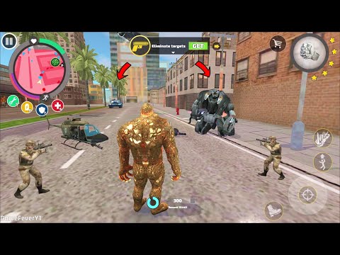 Rope Hero Vice Town - (Stone Giant Fight Robot Car) Police Car Robot on knees - Android Gameplay HD