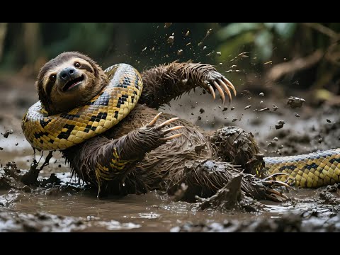 Mud Trap Terror: Sloth’s Fight for Survival#MudBattle#WildlifeClash #AnimalConflict