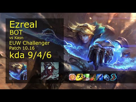 Ezreal ADC & Lulu vs Kayn & Senna - EUW Challenger 9/4/6 Patch 10.16 Gameplay