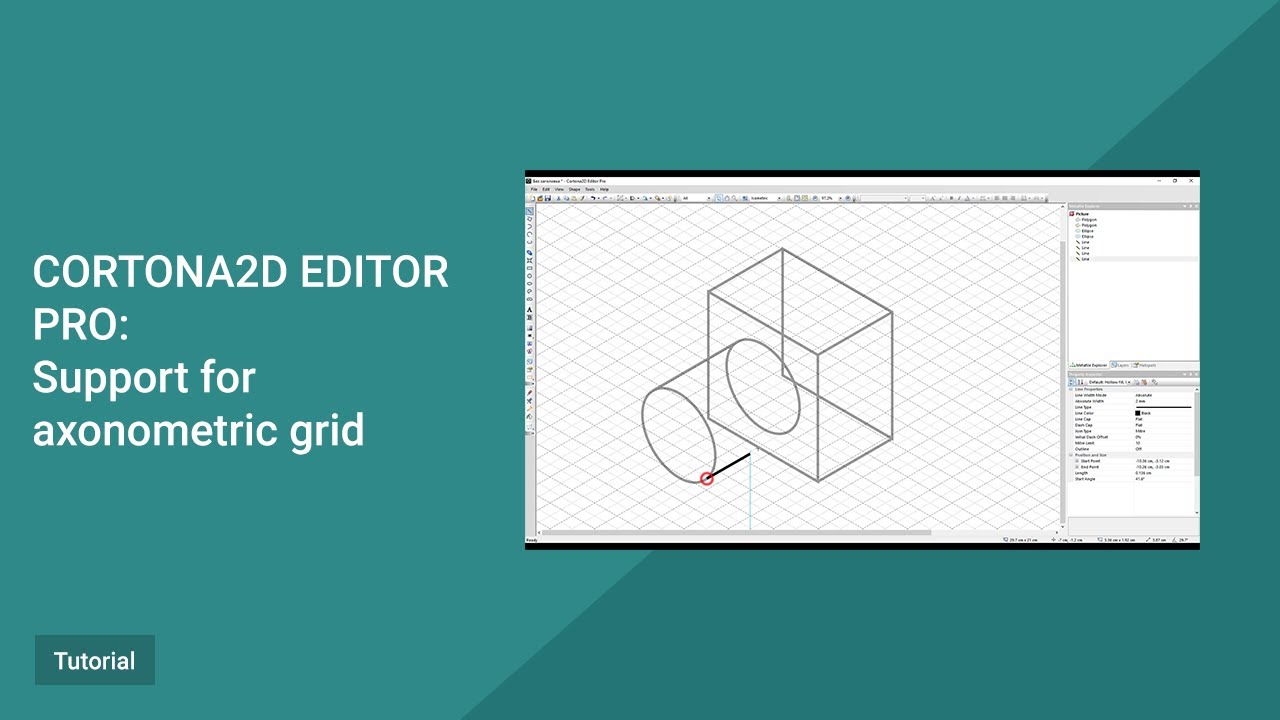 Cortona2D Editor Pro Tutorial. Support for axonometric grids.