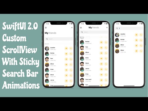 SwiftUI 2.0 Custom ScrollView With Sticky Top Search Bar - Navigation Search Bar - SwiftUI Tutorials