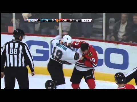 Jonathan Toews vs Joe Thornton Fight Feb 15 2013