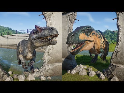 ALLOSAURUS, ACROCANTHOSAURUS BREAKOUT VS TYRANNOSAURUS REX,GIGANOTOSAURUS & I-REX JURASSIC WORLD
