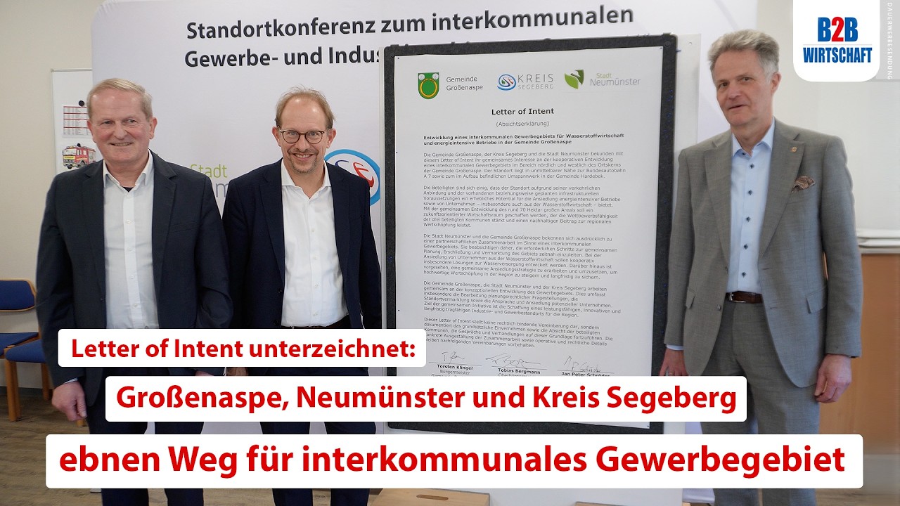 Großenaspe, Neumünster und Kreis Segeberg ebnen Weg für interkommunales Gewerbegebiet