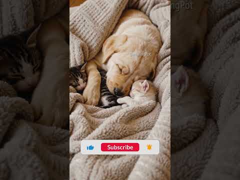 Golden Puppy se convierte en protector tutor de los gatitos pequeños durante la siesta 💤 | #Inter...