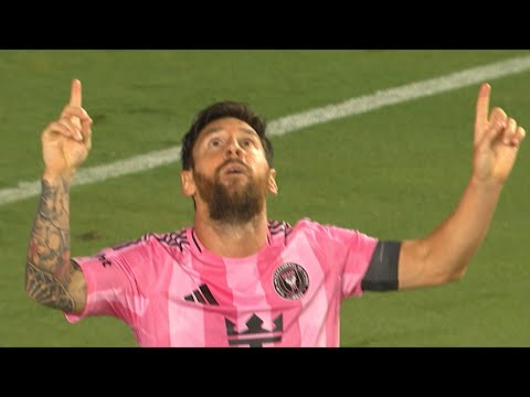 Lionel Messi takes away ball from goalkeeper and scores his second goal of game