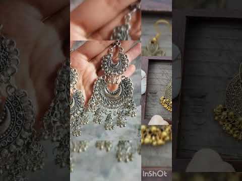 Fashionble Stylish Gold Plated Double Mirror Chandbali Earring