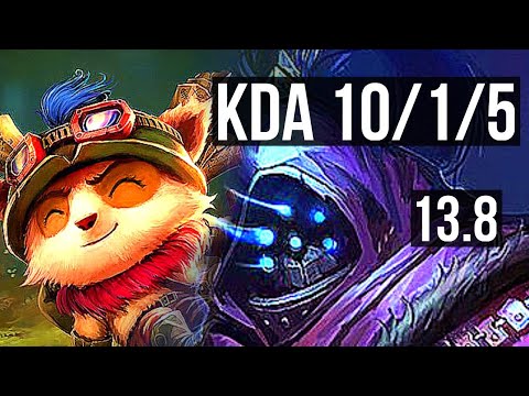 TEEMO vs JAX (TOP) | 10/1/5, 1.5M mastery, Godlike, 300+ games | KR Master | 13.8