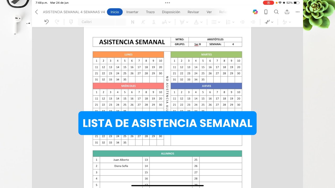 Registro de Asistencia Semanal: ¡Descarga GRATIS en Word y PDF!