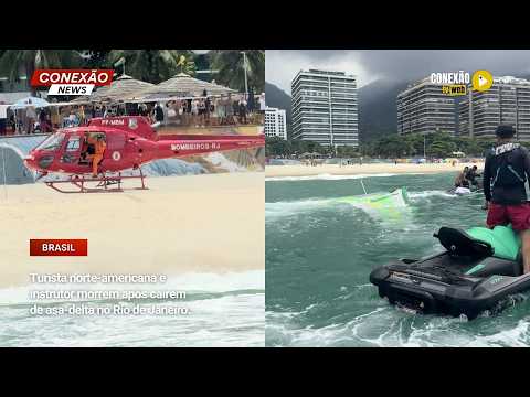 Vídeo: Turista norte-americana e instrutor morrem após caírem de asa-delta no Rio de Janeiro.