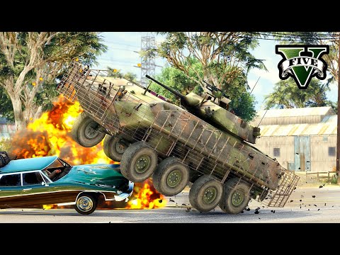 GTA 5 Apc Tank High speed crases Compilation destruction GTA V Police Chase Ep.3