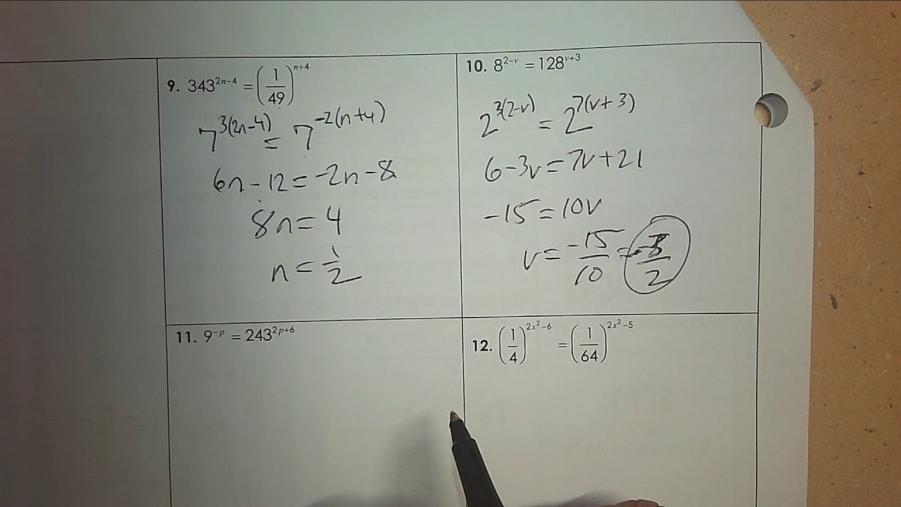Lesson on Solving Exponential Equations with Common Bases