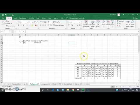 Cost Minimization Assignment Problem Using Solver