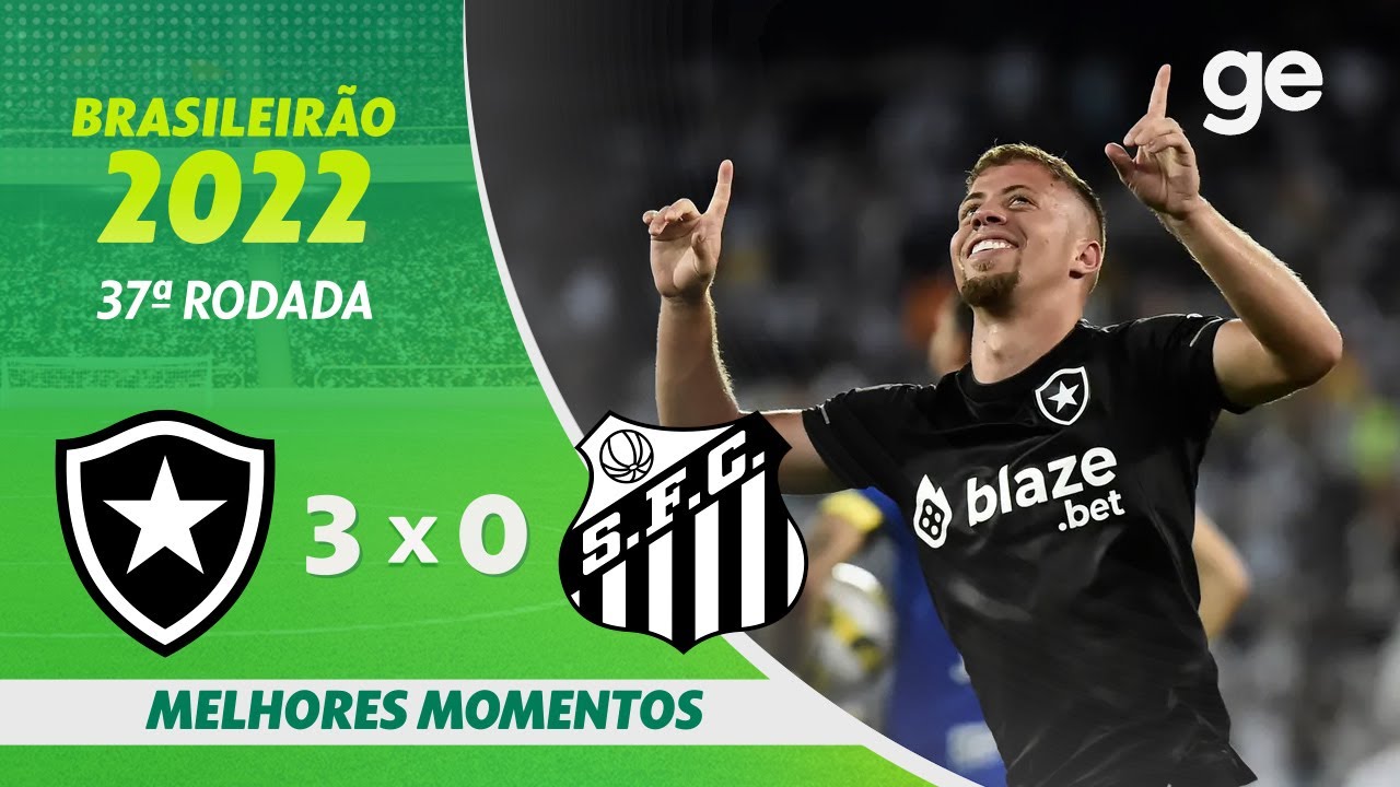 VÍDEO: Gols e melhores momentos da vitória do Botafogo sobre o Santos por 3 a 0