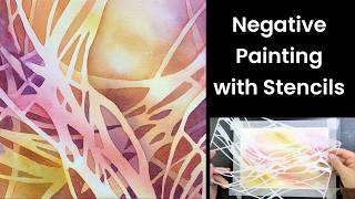 WATERCOLOR Negative Painting 🧡 Abstract (Using Stencils) - 445