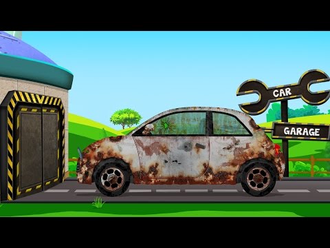 Compact Car | Rusty Garage | Car Garage | Trucks And Cars Video For Kids