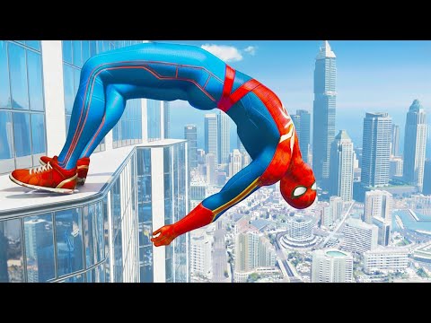 SPIDERMAN CRAZY JUMPS/FALLS (GTA 5 Spider-Man Fails) #74