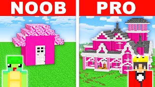 NOOB vs PRO: MODERN PINK GIRL HOUSE Build Challenge In Minecraft!