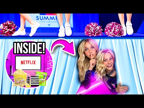 We BUiLT a SECRET ROOM at our CHEER COMPETiTiON to HiDE from the TEENS!! 📣 💜