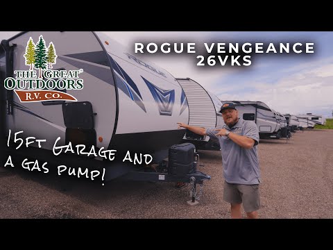 Dual Axle Toy Hauler With A Gas Pump and Great Price! - Rogue Vengeance 26VKS [Best Toyhaulers 2023]