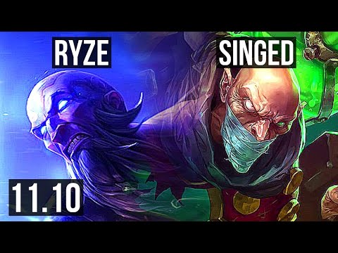 RYZE vs SINGED (TOP) | 9/1/1, 600+ games, Legendary | KR Diamond | v11.10