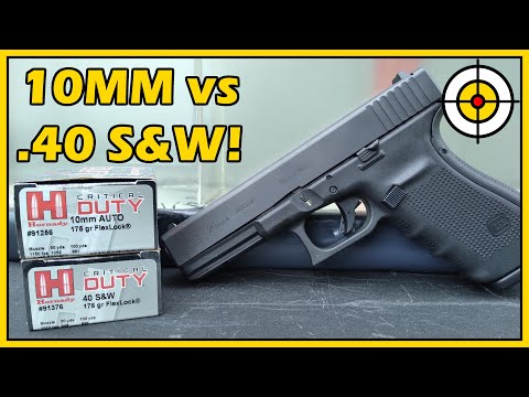 10MM vs .40 S\u0026W! Hornady Critical Duty Ballistic Gel Test Using The Glock 20 \u0026 Glock 22!