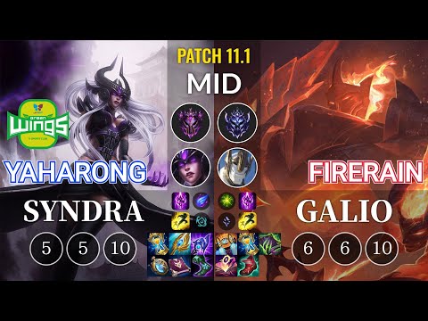 JAG Yaharong Syndra vs FireRain Galio Mid - KR Patch 11.1