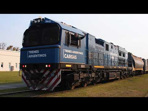 [4K] Tren cargado de Trenes Argentinos Cargas con la CRRC CDD-5A1 9447 pasando por Marcos Juárez!!!!