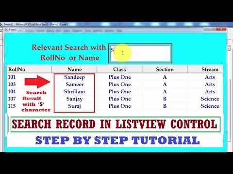 Learn visual basic 6 | Search records in listview control | visual basic database application