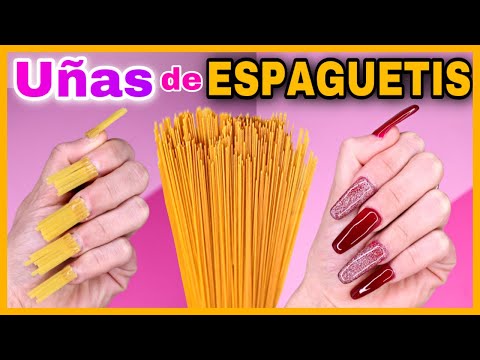 UÑAS POSTIZAS CON ESPAGUETIS | COMO HACER UÑAS POSTIZA EN CASA | NatyGloss