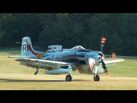Douglas AD-4N Skyraider - take off, display and landing - Hahnweide 2016