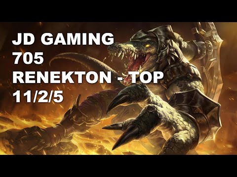 JD Gaming 705 Top Renekton vs Mordekaiser - KR Challenger Rank Game
